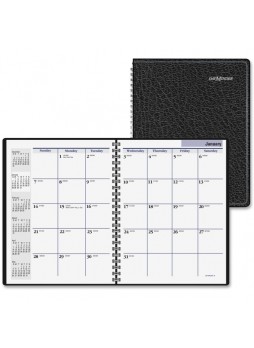 Julian - Monthly - 1 Year - January 2016 till December 2016 1 Month Double Page Layout - 6.88" x 8.75" - Wire Bound - Black - Leather - aagg4000